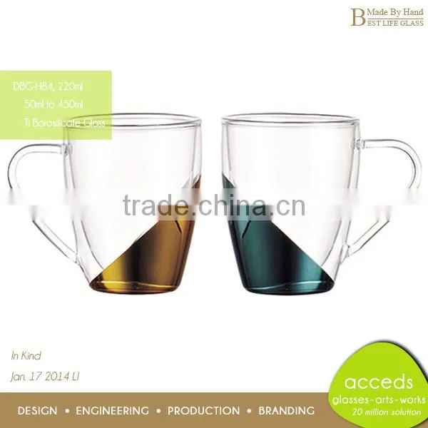 Made by Hand Ti-Borosilicate Unbreakable Dessert Couple Glass Cup