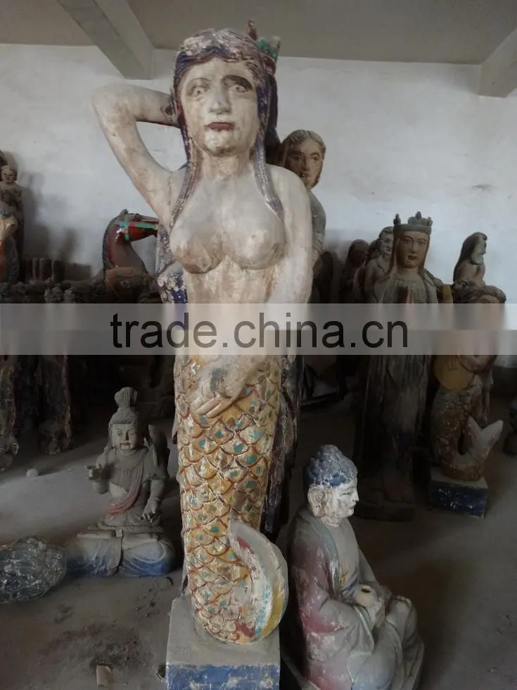 hand carved ancient Rome column wooden statue