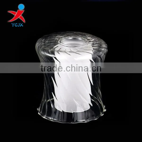 Hand Blown Clear Stripe Borosilicate Glass Lamp Shade