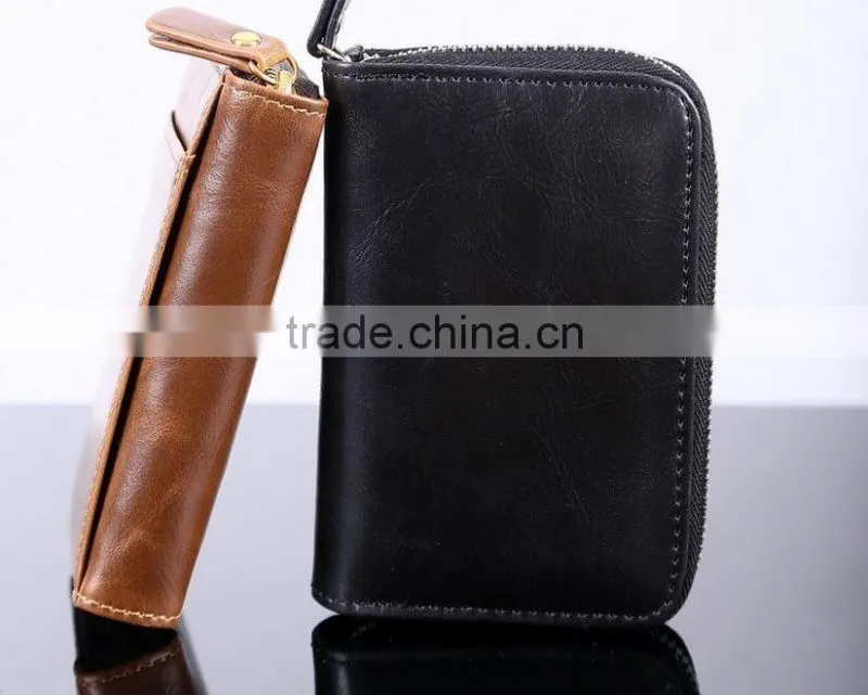 RFID protection men leather passport holder mobile phone card holder