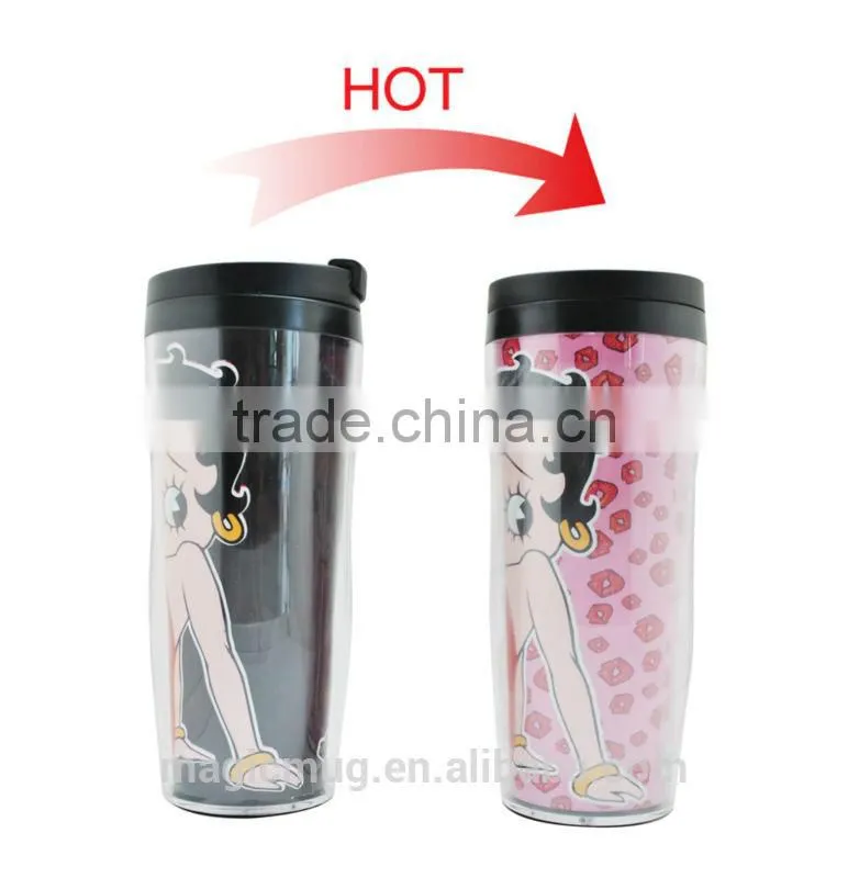 clear Plastic heat change travel Mug