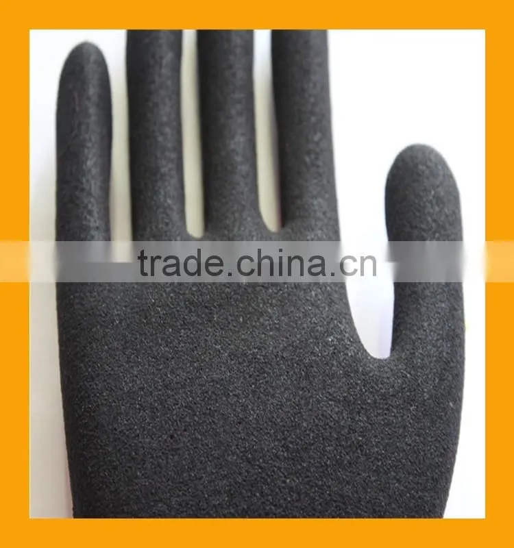 Black Sandy Finish Nylon Nitrile Working Gloves