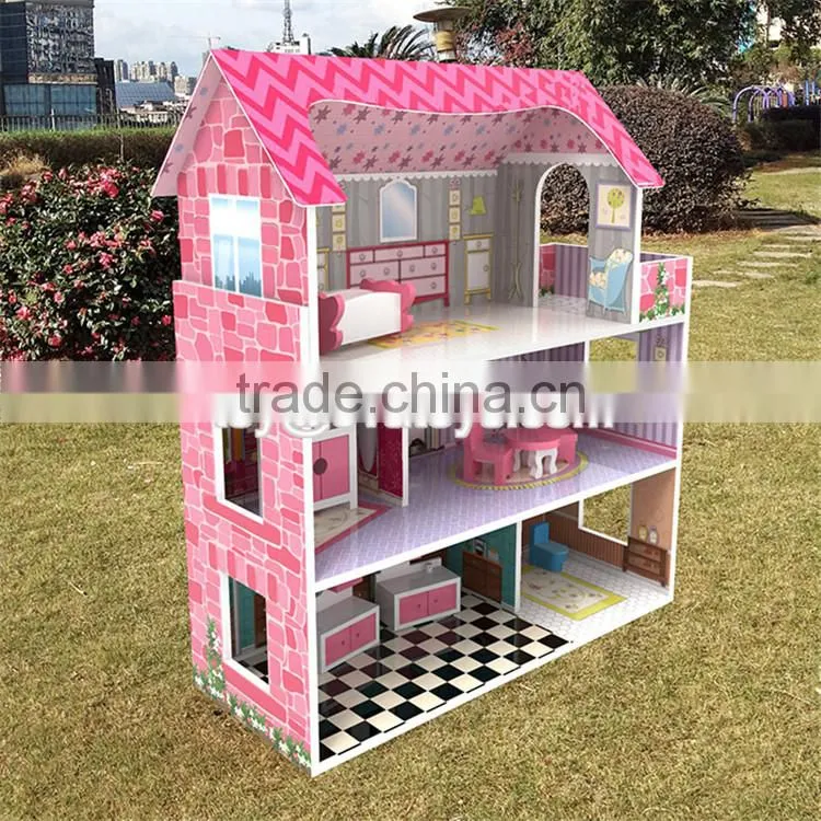 New design lovely girls toy sets wooden miniature house kits W06A235