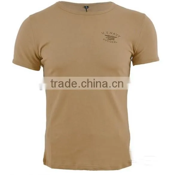 95%cotton, 5%lycra men's short sleeve plain combat shirt