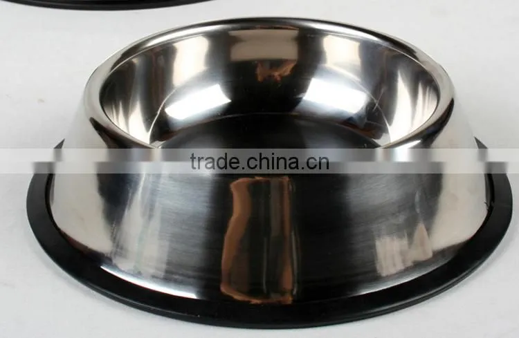Best selling product wholesale skidproof cheap 201 stainless steel dog bowl with silicone ring