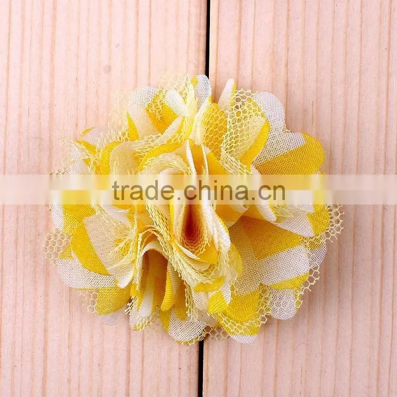 fabric and mesh flower clip for kids hair accessories