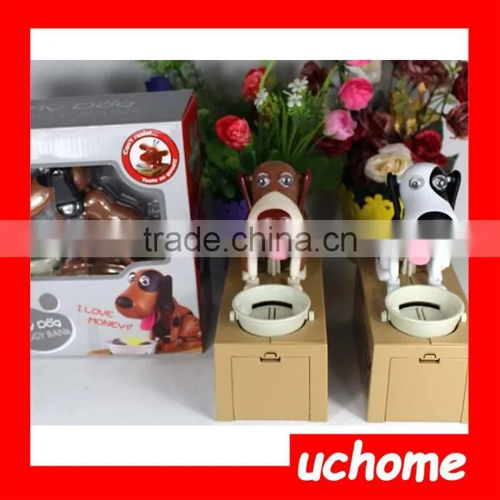 UCHOME Hot selling Christmas gift plastic carton eating dog coin bank