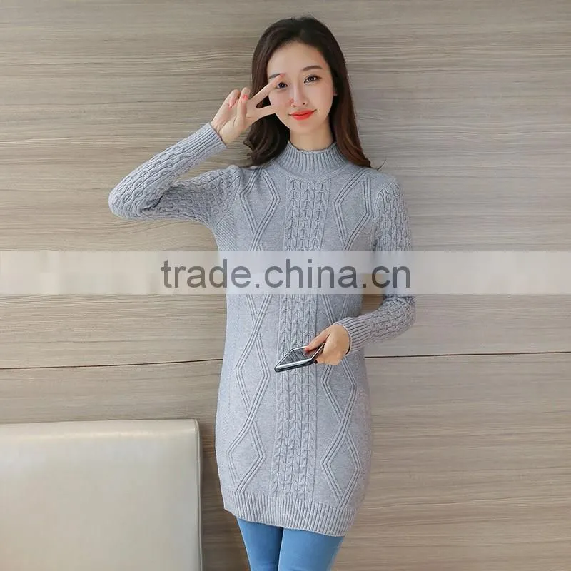 winter fashion women long pullover sweater knitted sweater designs for ladies