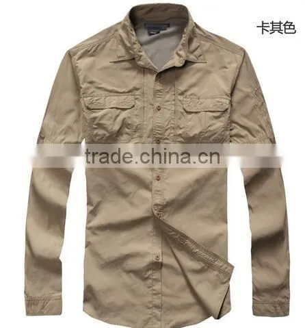 Coolmax Mens long sleeve quick dry outdoor fishing shirts UV-protection shirts