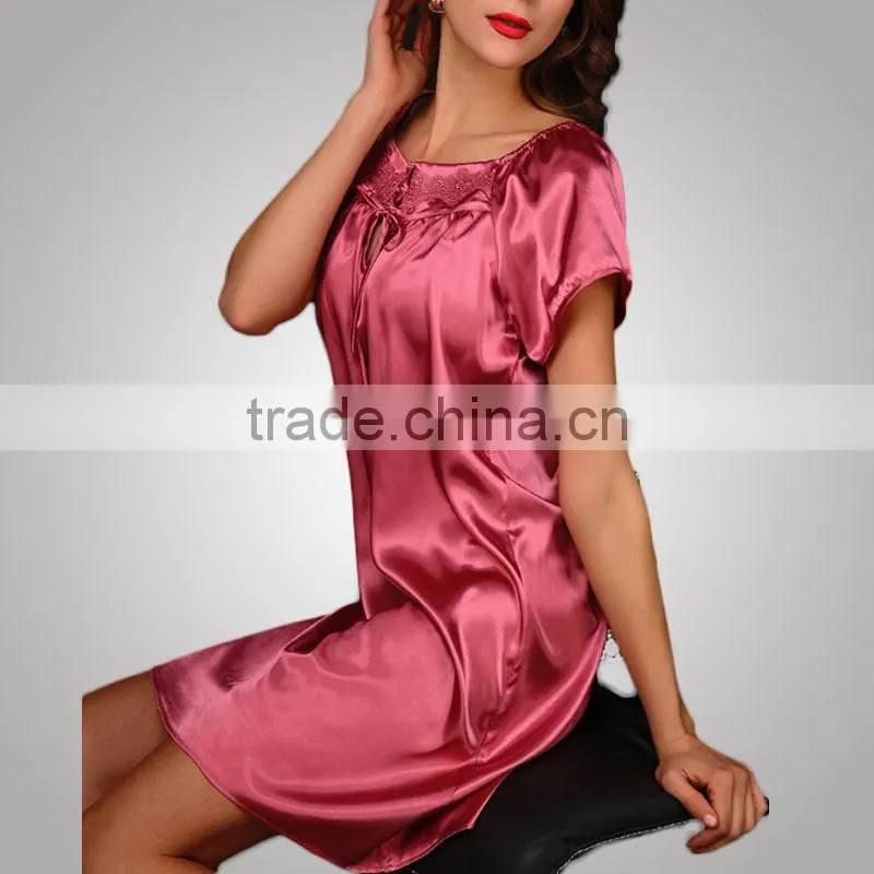 Modern Design Chinese Style New Fashion Satin Nightdress Women Dress Manufacturer