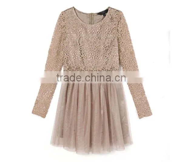 Europe Brand OEM ladies' loose-fitting pleated hollow china brand clothing with long sleeves