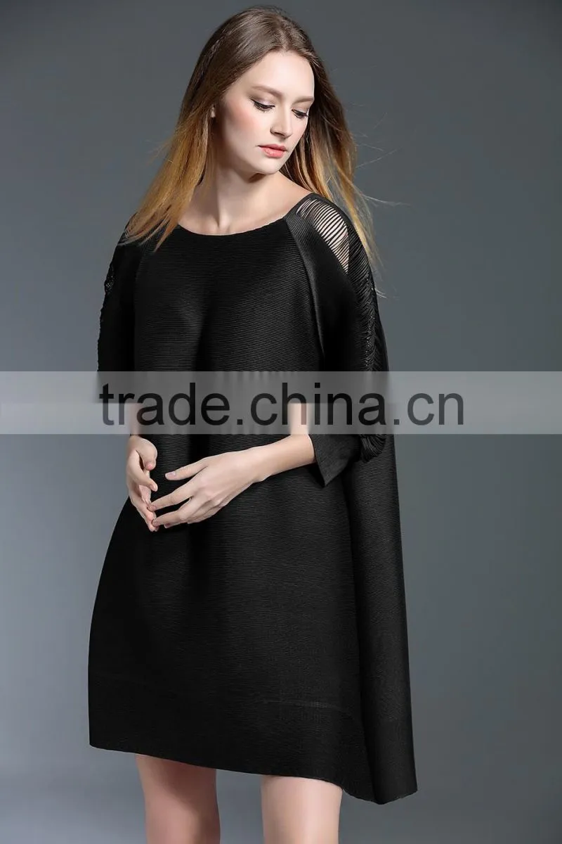 Women high elastic raglan sleeve oversized folding dress