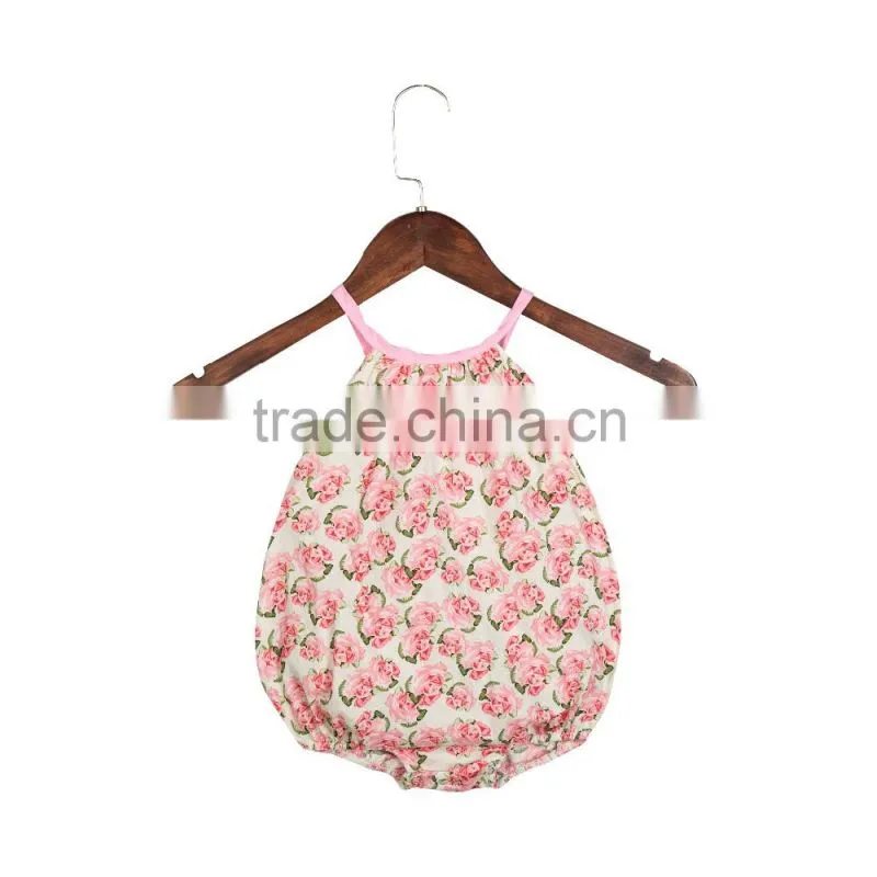 Summer hot sale infant and toddlers clothing romper boutique baby girl floral bubble romper