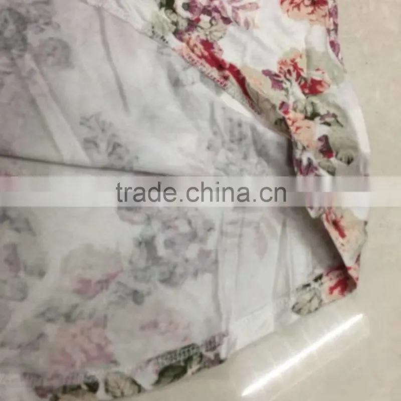 Cheap boat neck mid-sleeve flower print women tops factory closeouts