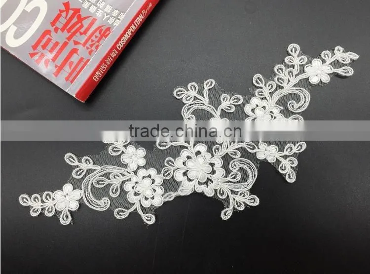 wedding flower embroidery lace fabric 3d flower wedding dress lace applique