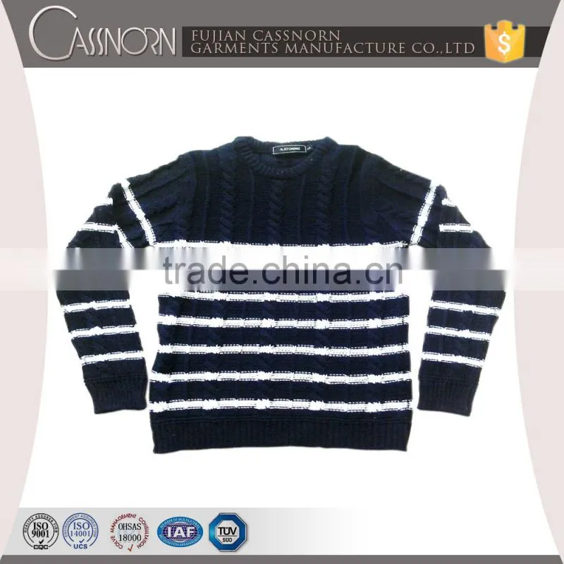 2016 Hot-selling Round NeckJewelry Blue Striped Pullover Men's Sweater