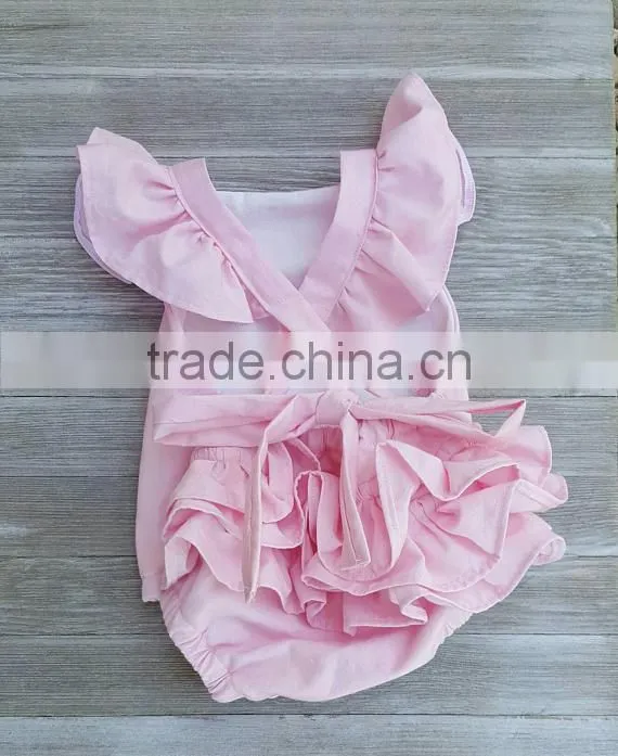 Baby Girl Romper Several Colors Ruffled Linen Fabric Baby Clothes Romper
