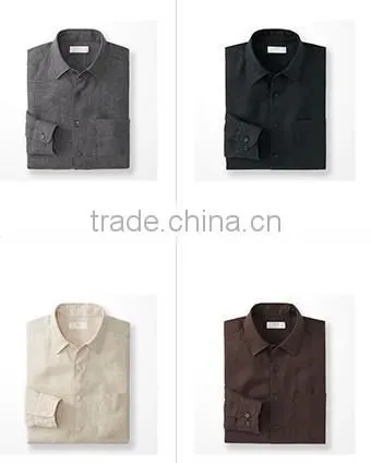 latest fashion formal left chest pocket men hemp linen shirt
