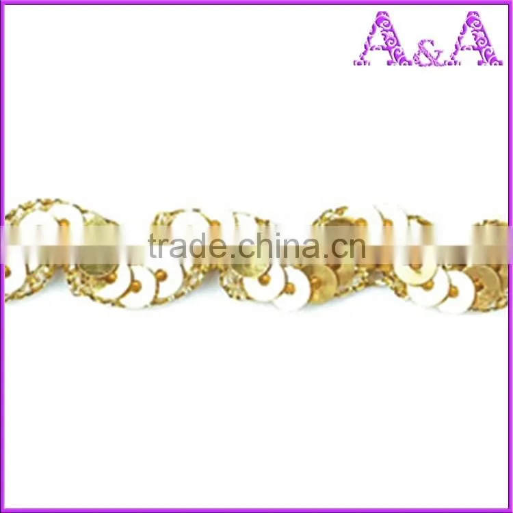 2017 nice embroidery sequin decorative lace trim (YFT-099)