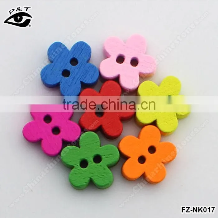 11MM Flower shaped Wood Buttons Colorful Buttons For Decoration DIY Craft Accessories