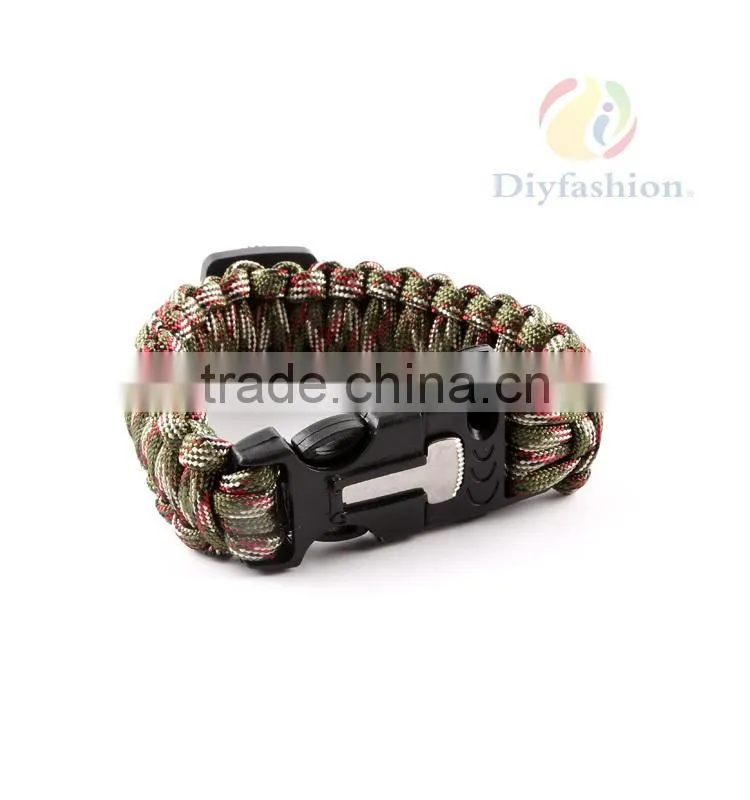 Outdoor Survival Bracelet Paracord, Handmade Bracelet For Men Women Fashion Stout Plastic Buckle PC6014-1