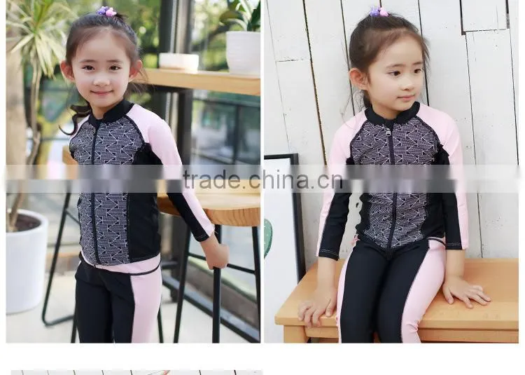 2017 latest design Chinese style swim suit cute baby girl two pieces swimwear