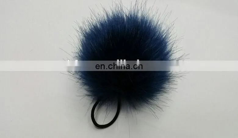 Fluffy and cute baby elastic hair band with faux fur ball