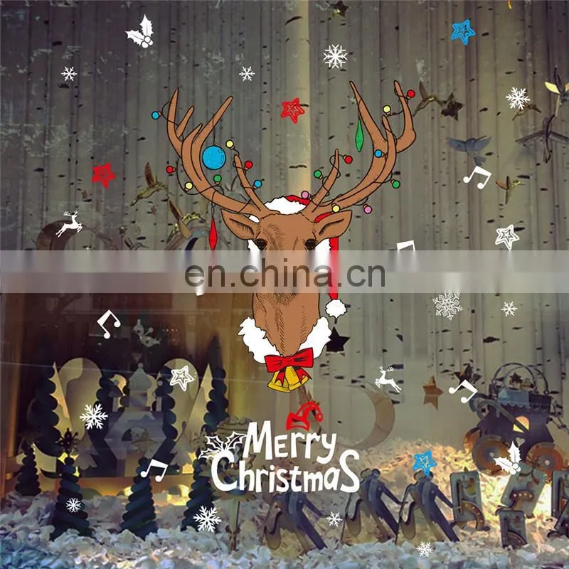 Cartoon Christmas Reindeer PVC Wall Stickers Children