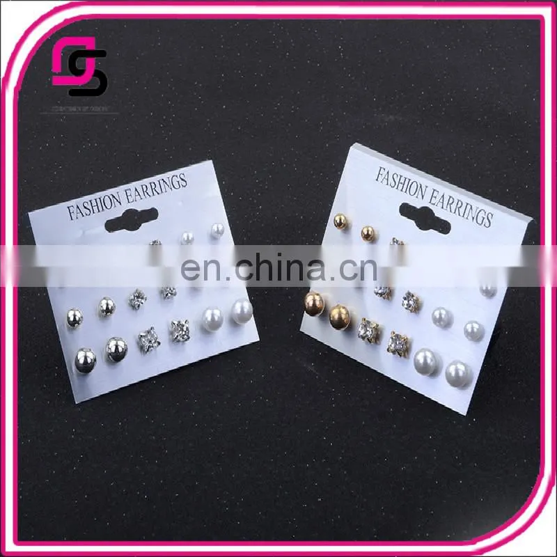 9pcs/set 2017 Amazon hot sell Europe and the United States jewelry pearl stack earrings