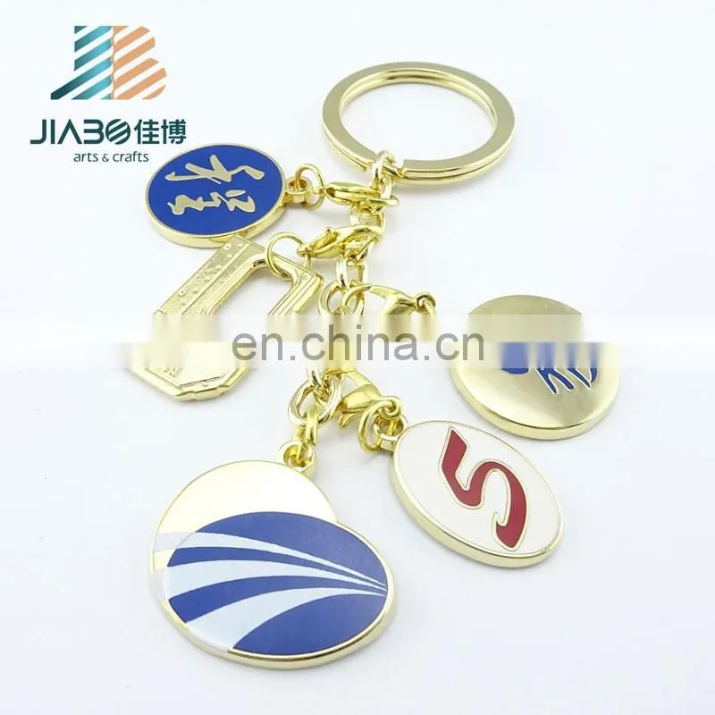 promotional custom made gold plating enamel metal keychain