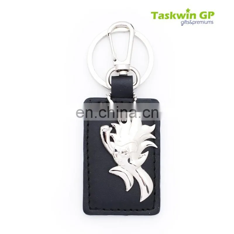 China supplier custom made leather keychains with metal charm