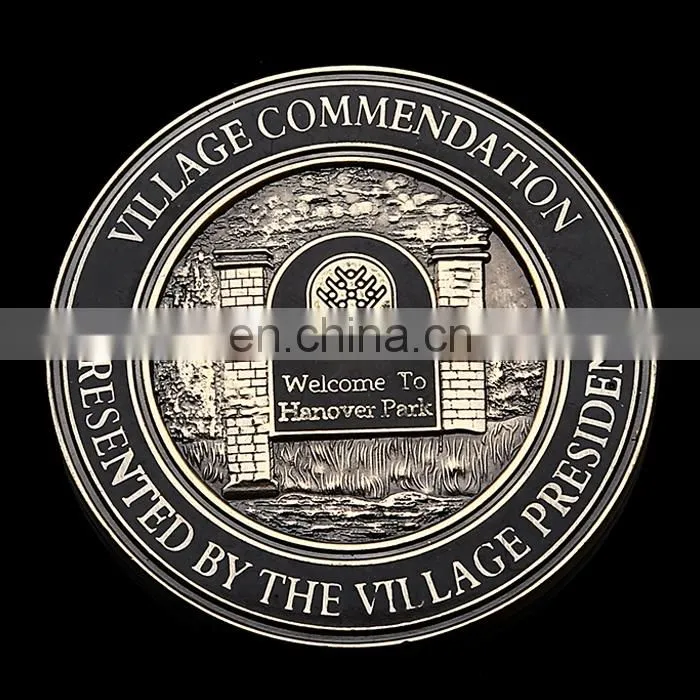 High quality customzied gold plated color filled in glorious building coin
