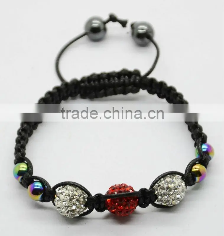 Woven Shamballa Bracelet With Hematite Beads