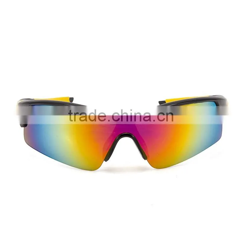 Popular fashional shiny black revo lens anti slip riding sunglasses