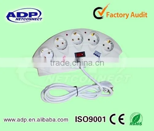 Cute bran-new European standard 3/4ways with switch, plug receptacle with wire