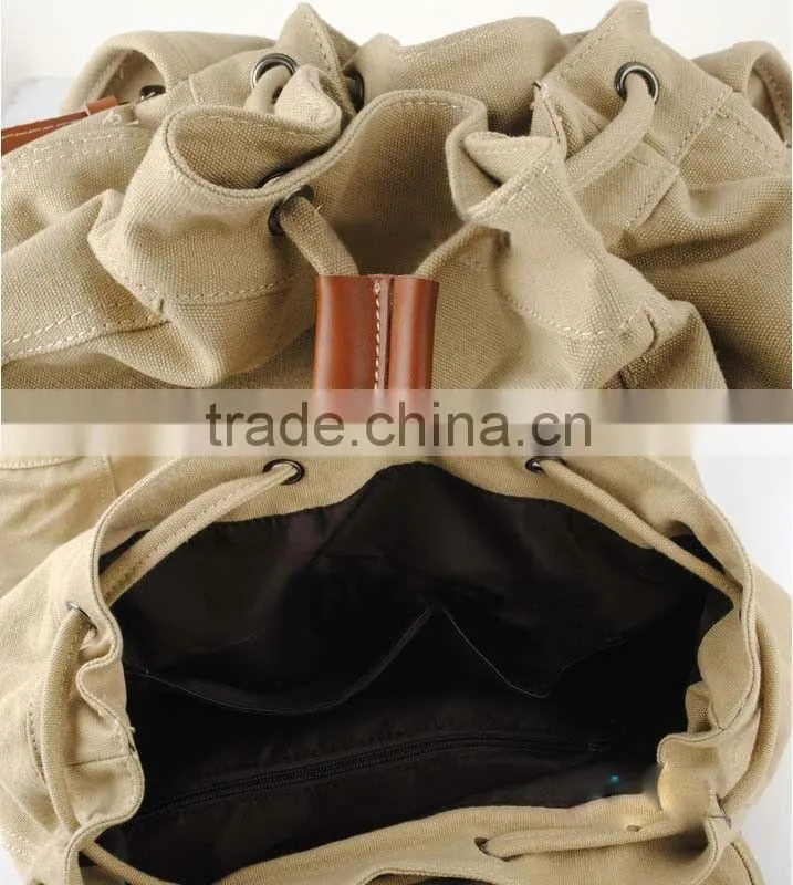 Stylish Leather Stripe Canvas School Bag