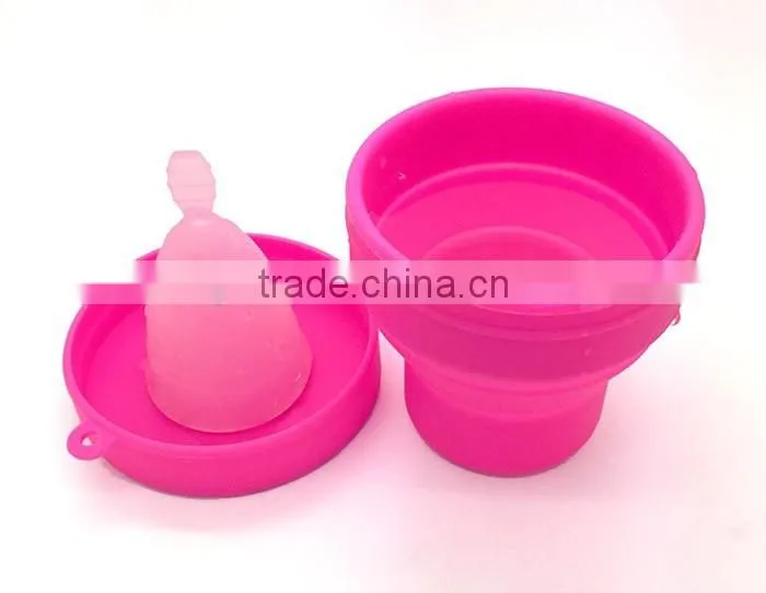 Silicone foldable cup for silicon menstrual cup