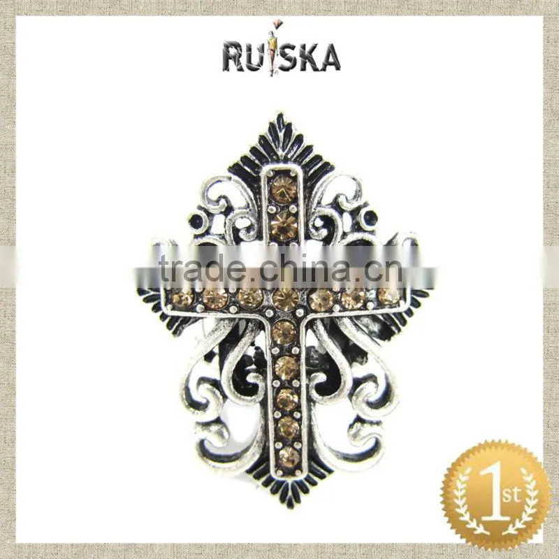 New design wholesale cheap rhinestone cross stretch rings