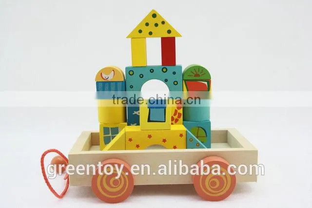 wooden car for kids baby toy with blocks for sale