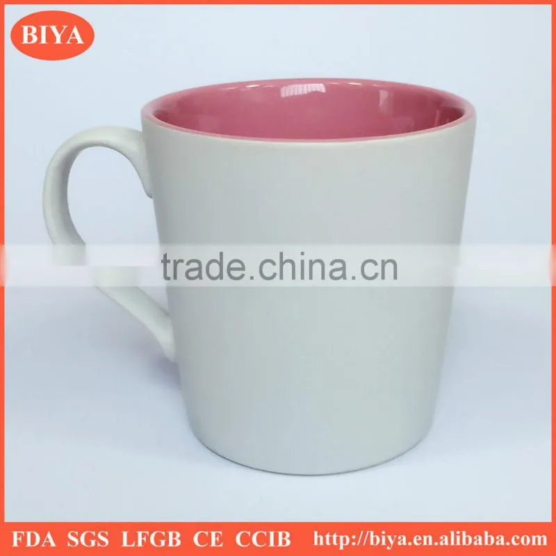 custom coffee mug ceramic coffee mug for promotion ,matte white and shinny pink