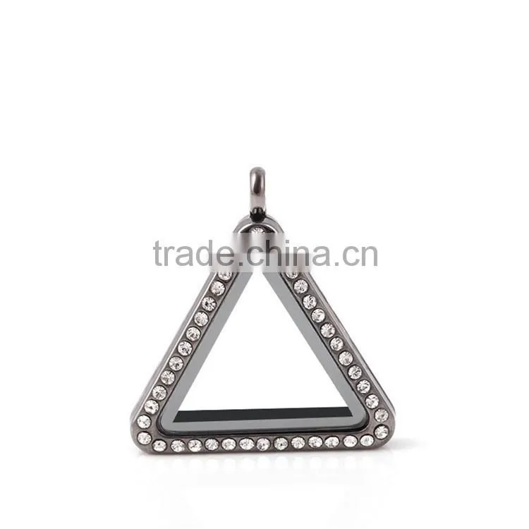 High Grade Alloy Living Floating Glass Magnetic Triangle Locket Pendant Wholesale China