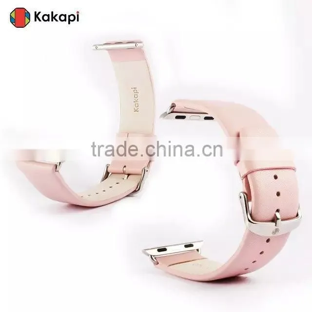Kakapi One Buckle Smooth Leather Watch Band Wrist Strap With Watchband Converter For 42MM Apple Watch MT-3911