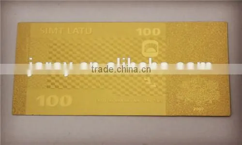 Gold plated banknotes Latvia Banknote