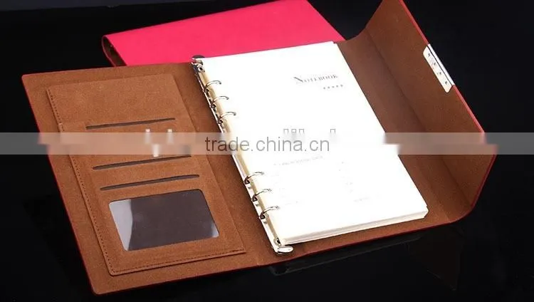 2016 wholesale pu leather ring binder agenda case