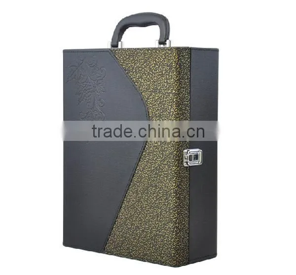 2015 Handmade High Quality leather wine box,liquor bottle gift box