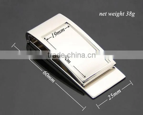 Promotional Metal Folding Square Shaped Blank Metal Spring Zinc Alloy Casting Money Clip
