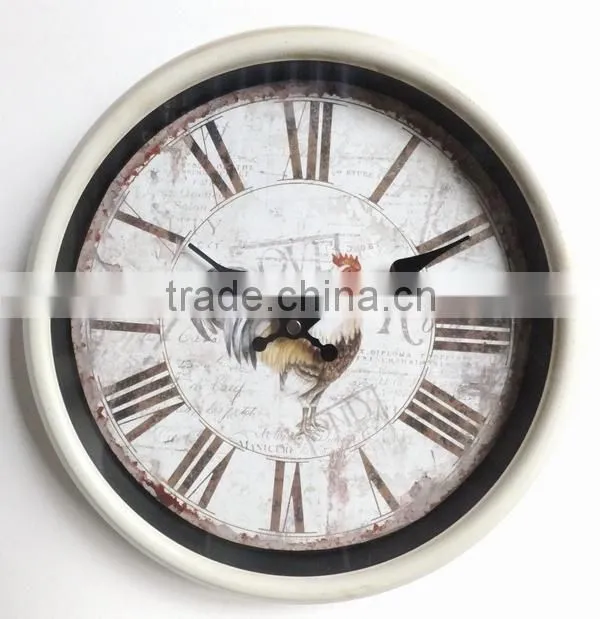 Dia 29 cm Contry Style Round Metal Wall Clock