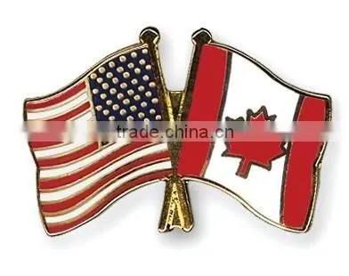 Factory Directly Cheap Price Custom cross Flag Shape Metal Pin Badge with Your Own Design