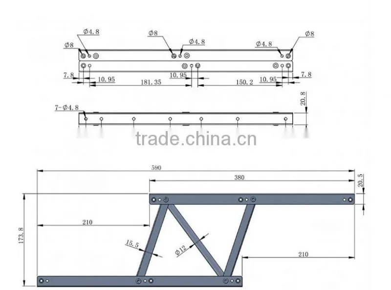 1.5mm Lift up coffee table mechanism(folding table mechanism)