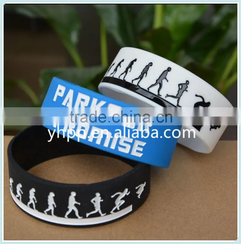 Custom Design Parkour I Promised Silicone Wristband Bracelets for Sport Adult Size 1" Wide